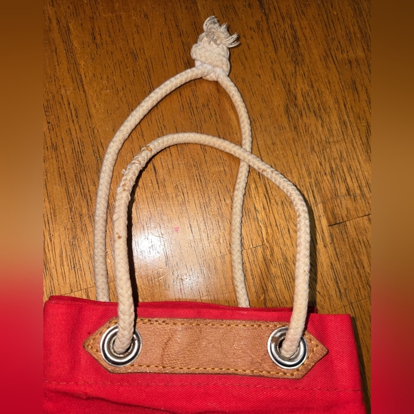 Vintage Japanese Red Canvas Drawstring Tote Bag - Picture 10 of 12